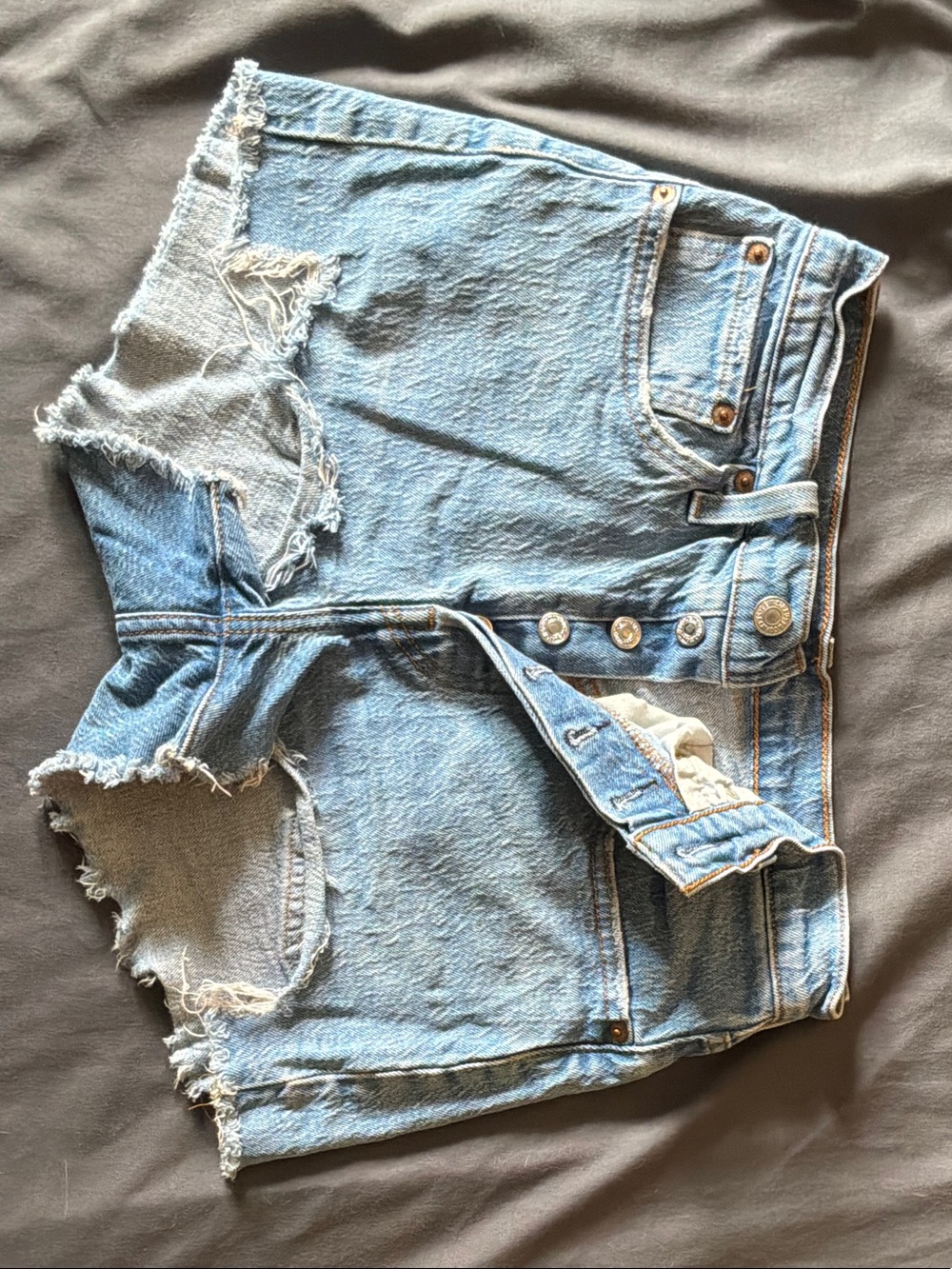 Levi's Light Blue Ripped High-Waist Denim Cutoff Shorts
